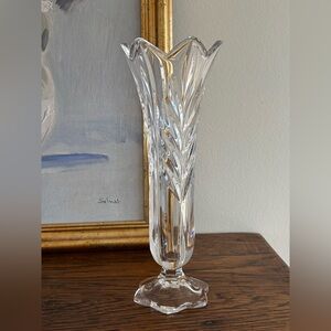 Clear Crystal Cut Glass Bud Vase